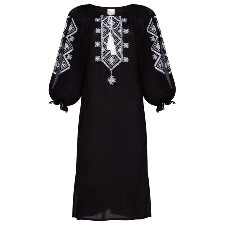 Платье вышиванка Колос - Стожары (черный) 42
