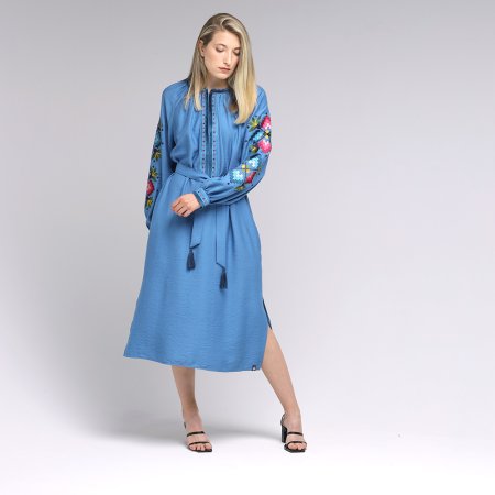 Платье вышиванка Svarga - Ксения, синее 42