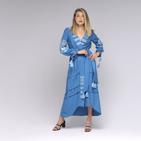 Платье вышиванка Svarga - Атаманша, голубое 44