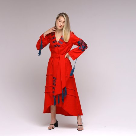 Платье вышиванка Svarga - Атаманша, красное 48