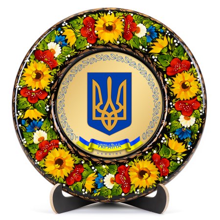 Тарелка декоративная Герб Украины (на золоте) (ТД-01-29-001-980-221)