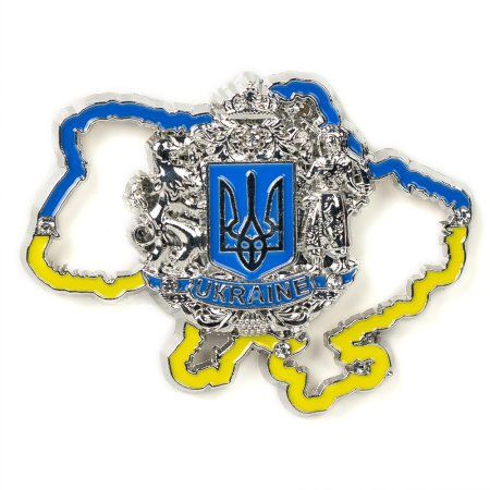 Магніт металевий - Карта України з гербом