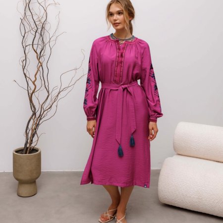 Платье вышиванка Svarga - Мелания, фиолетовая 44