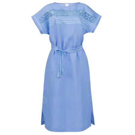 Платье вышиванка Колос - Сеточка (голубой) 58-60