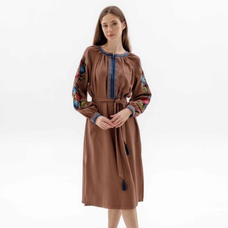Платье вышиванка Svarga - Ксения, какао 46