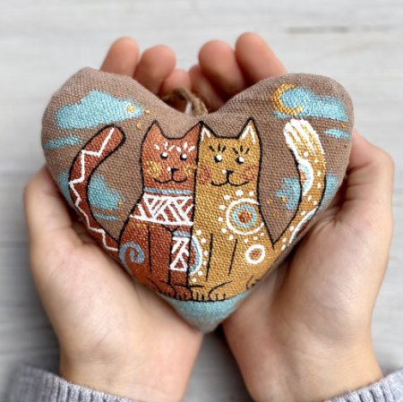Ароматизированное елочное украшение - Сердце с котами