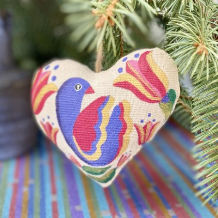 Ароматизована ялинкова прикраса - Серце з фіолетовою пташкою