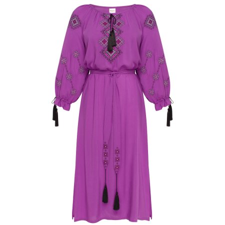 Платье вышиванка Колос - Хмельницкое (сиреневый цвет) 48