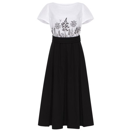 Платье вышиванка Колос - Полонина (бело-чёрная) 50
