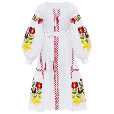 Платье вышиванка Диброва - Флора (белое) 42