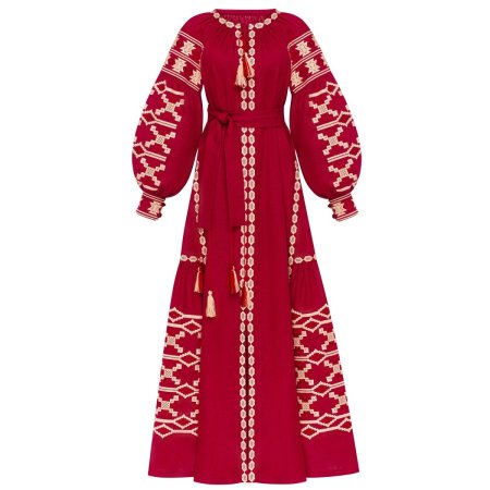Сукня вишиванка Діброва - Грація (бордо) 44
