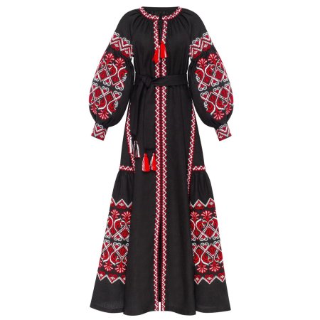 Платье вышиванка Диброва - Фортуна (черное) 42