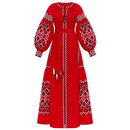 Платье вышиванка Диброва - Фортуна (красное) 42