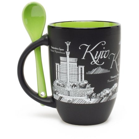 Чашка "Киев", с ложечкой, зеленая 380 мл