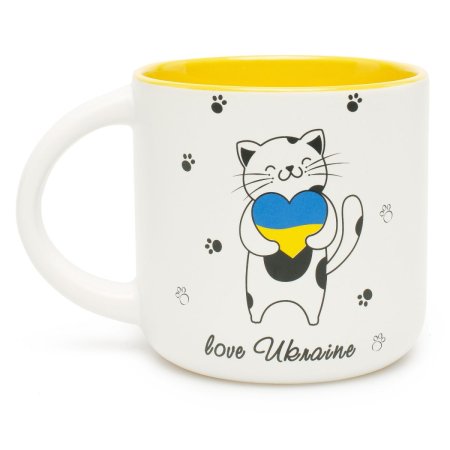 Чашка Котик Love Ukraine, желтая 300 мл