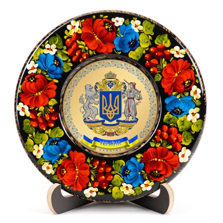 Тарелка сувенирная Герб Украины Большой (на золоте) (ТД-01-17-001-990-012)