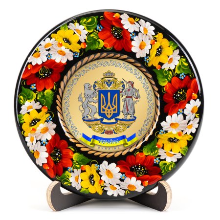 Тарелка сувенирная Герб Украины Большой (на золоте) (ТД-01-17-001-990-202)